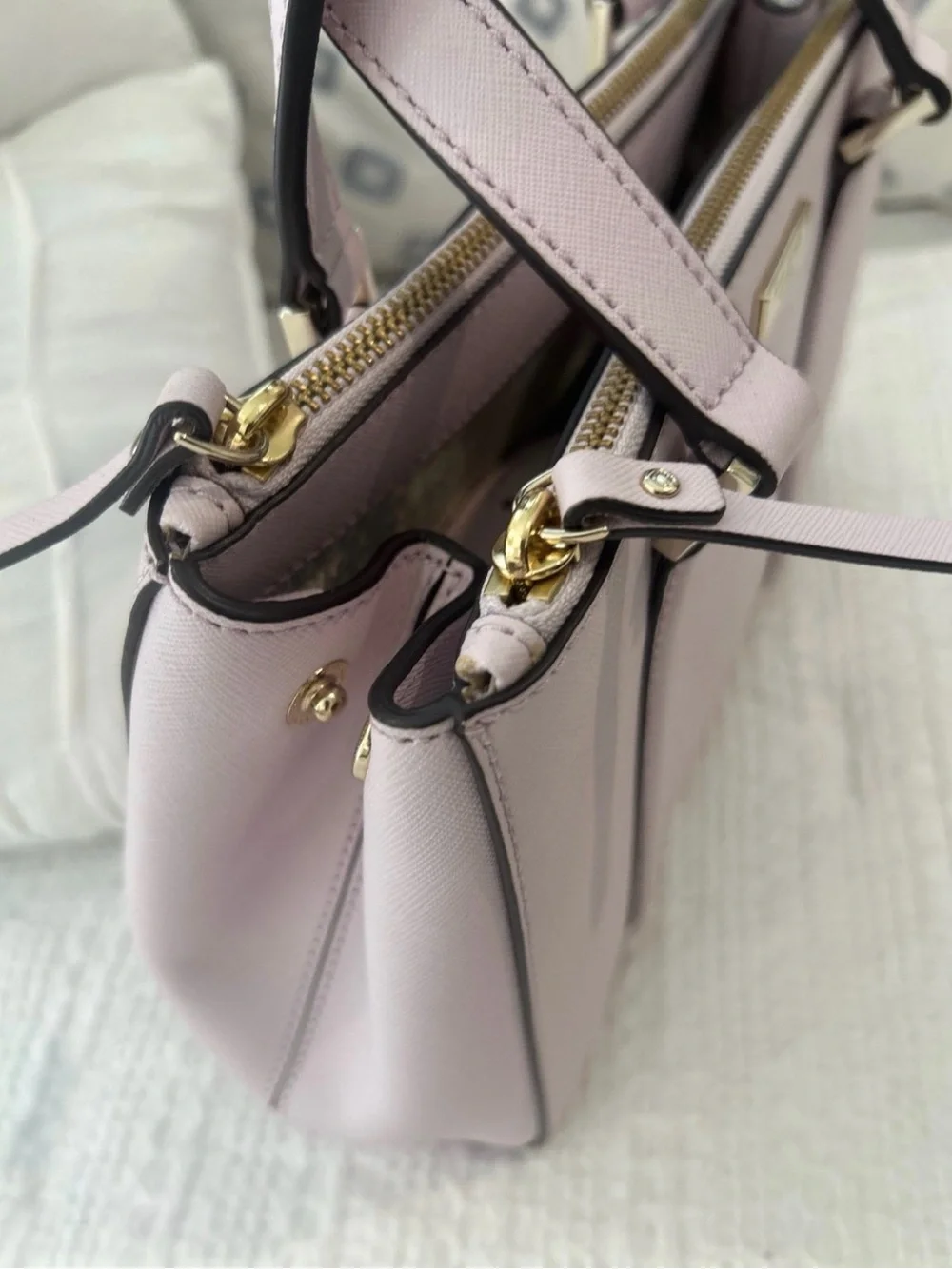 kate spade Pale Pink Structured Satchel with Gold Hardware